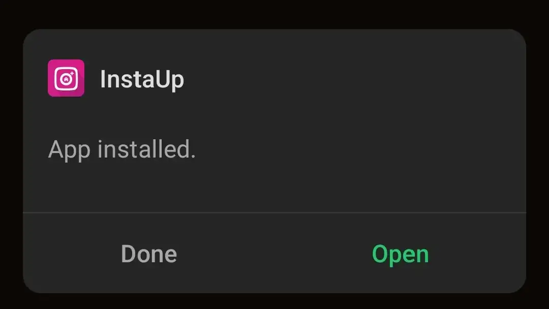 Instaup app instalation step 3